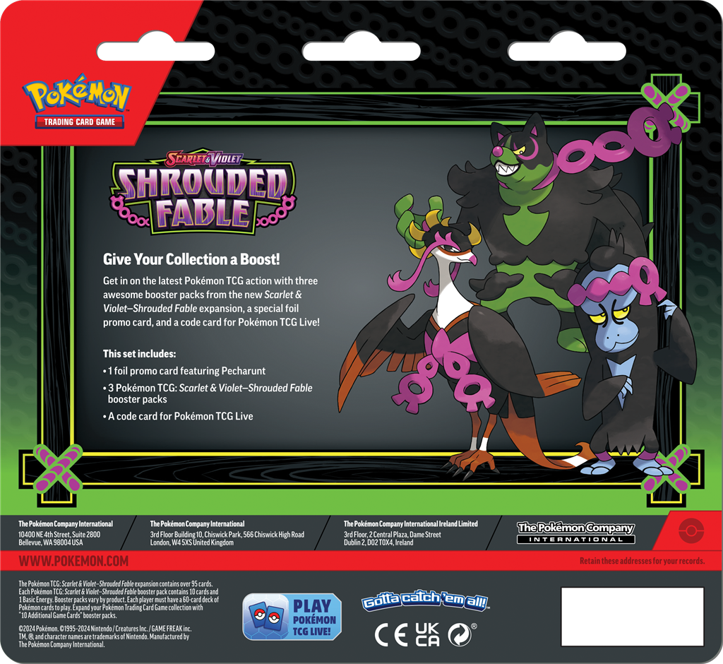 Pokémon TCG: Scarlet & Violet – Shrouded Fable 3-Pack Blister (Pecharunt Promo)